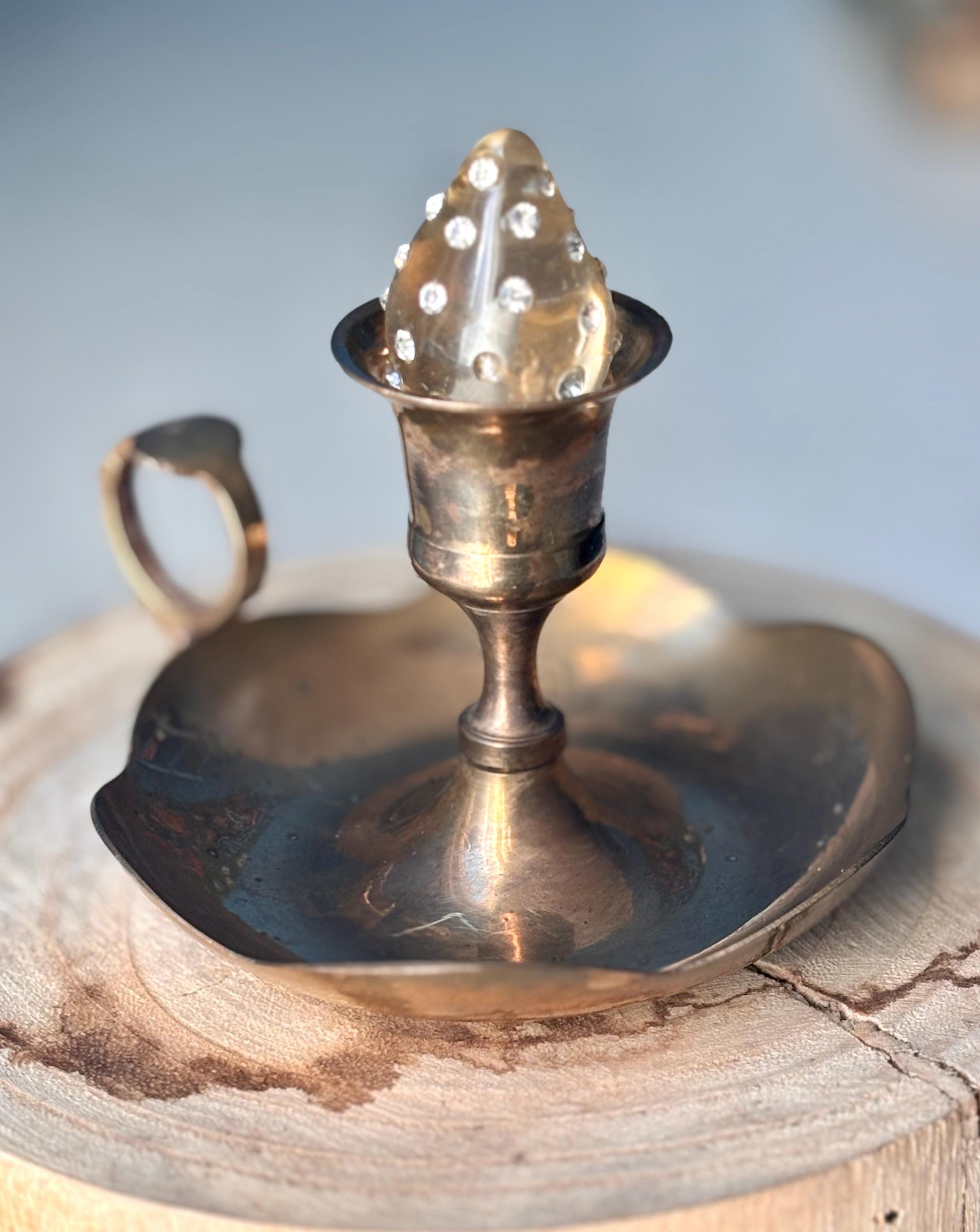 Vintage Brass Scalloped Chamberstick Candle Holder Candlestick
