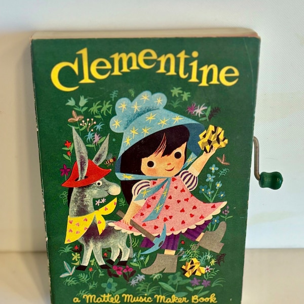 Rare Vintage Mattel Music Maker Book 1952 Wind up Toy plays My Darling Clementine