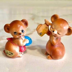 Seltene Josef Originals Papa und Mama Bären Figuren Anthropomorphe 5 cm Miniaturen