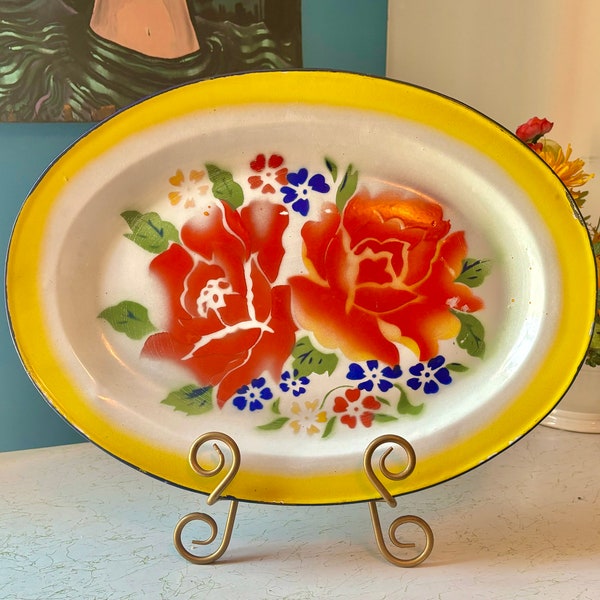 Festival of Flowers Scalloped Enamel Tray main image 0