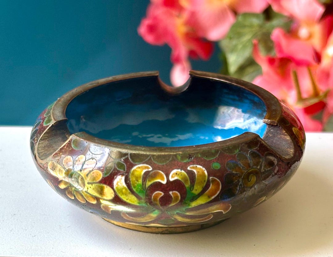 ♦中国美術工芸 薄胎磁 七宝焼 花木図 灰皿 アンティーク 骨董品 コレクション ヴィンテージ七宝焼きハンドメイドの美しい花柄ミニチュア灰皿 - Etsy 日本