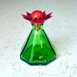 Vintage Wheaton Green Glass Early American Umbrella Inkwell Bottle 2.5”