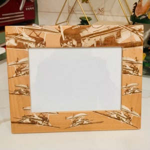 Etched Wood Airplane/Aviation Picture Frame