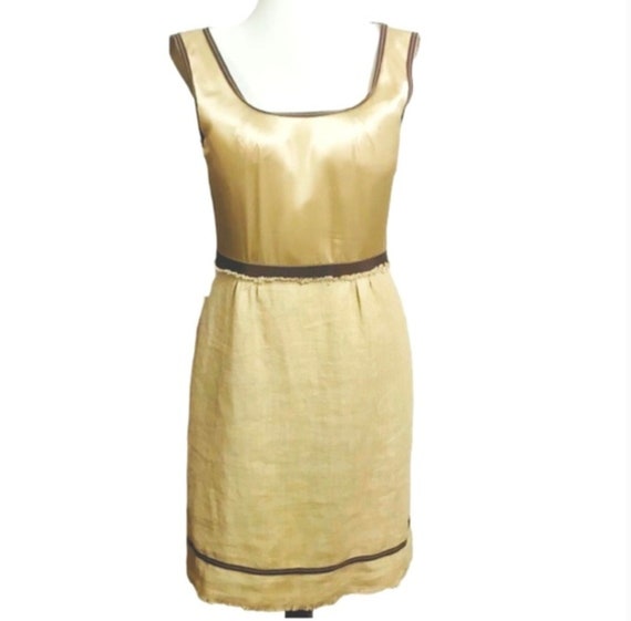 Philosophy di Alberta Ferretti Silk & Linen Midi Cocktail Dress | Size 6