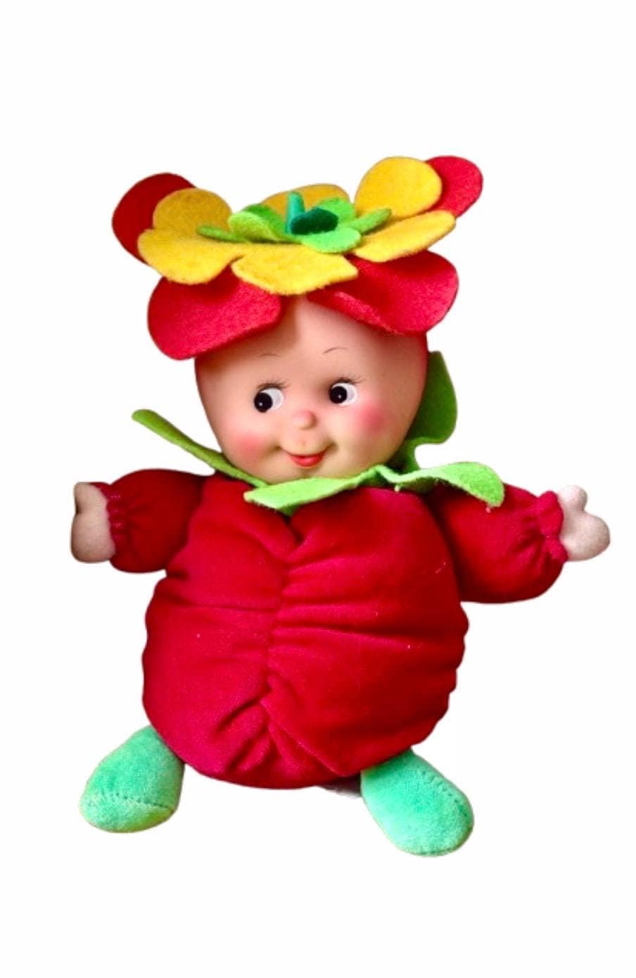 Vintage French Anthropomorphic Plush Doll Les Toufous Red Tomato