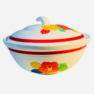 1940s Pottery Guild Hostessware Small Floral Lidded Casserole Oven to Table ware