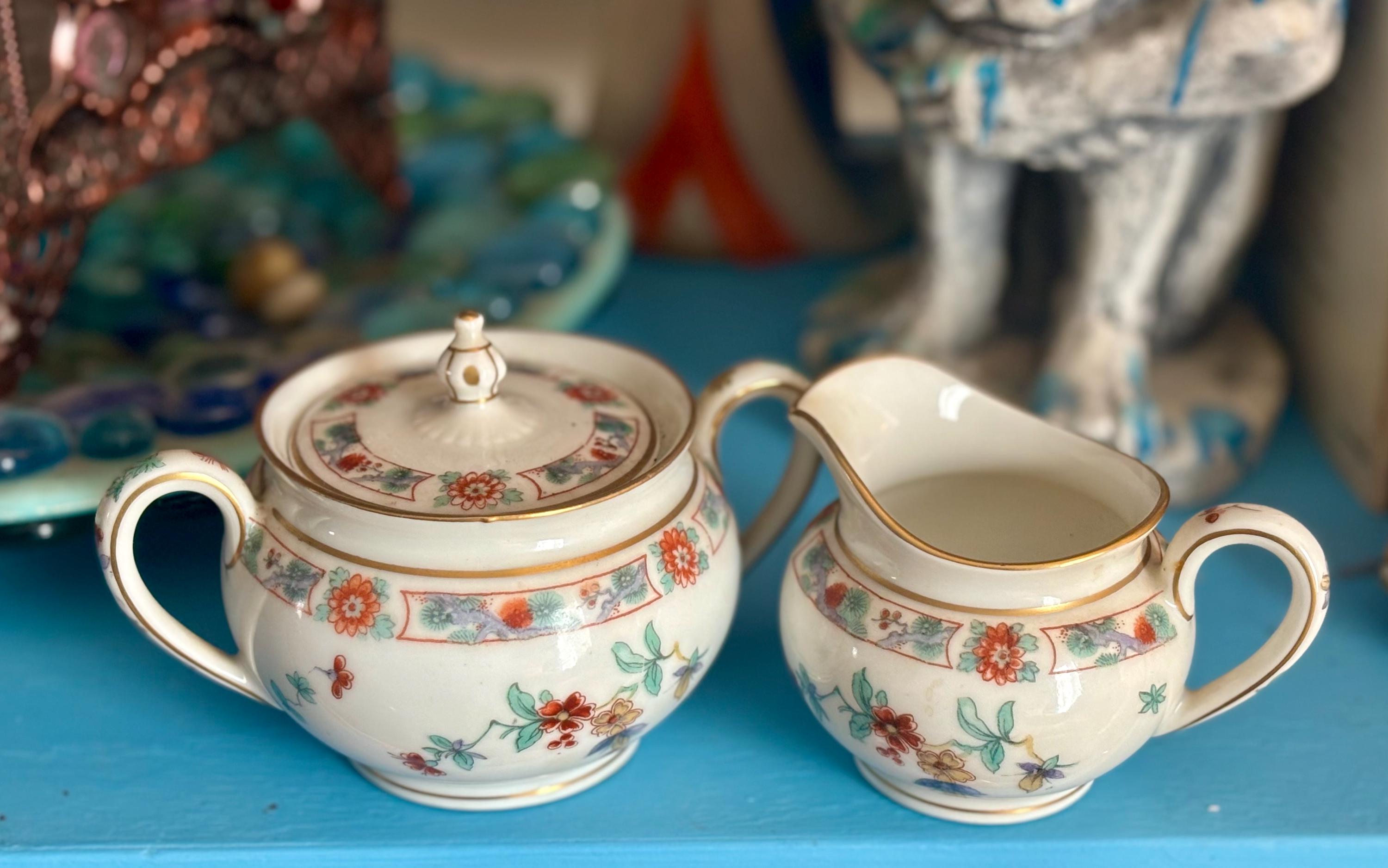 Antique Theodore Haviland Limoges Creamer and Sugar Bowl Set