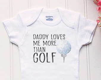 Golf Baby Onesie® - Daddy Loves Me More Than Golf®, Golfing Onesie®, sports Onesie®, Golf Baby Gift, Caddy Onesie®, Gift for Dad