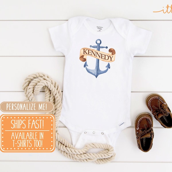 Personalized Anchor Onesie® - baby Boating Onesie®, Beach Onesie®, Fishing Onesie®, Baby Beach Shirt, Nautical Onesie®, Anchor Onesie®