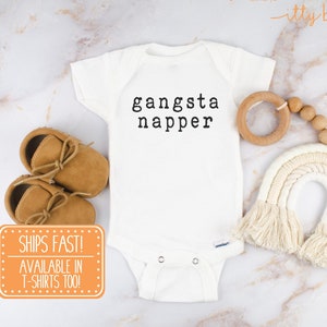 Gangsta Napper Onesie® Onesies® with sayings, unisex Onesie®, funny bodysuit, gift for baby, baby shower gift, funny baby Onesie® gift image 1