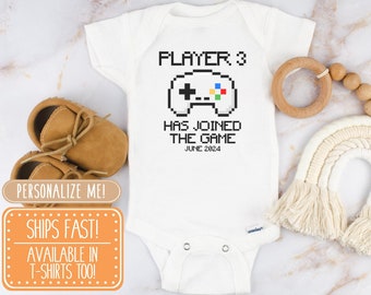 Player 3 Onesie® - Gamer Onesie®, Gamer 8 bit Onesie®, Video Game Onesie®, geek baby shirt, achievement unlocked, retro baby Onesie®, shirt