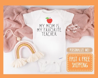 Favorite Teacher Onesie® - Old School Onesie®, Teacher Mom Shirt, Teacher baby gift, teacher baby shower, teacher baby shirt, back to school