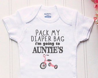 Going to Auntie's Onesie® - My Aunt Loves Me Onesie®, New aunt Onesie®, new aunt outfit, aunt announcement, funny baby Onsie®, Auntie Spoils