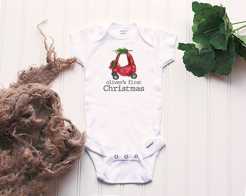 Custom First Christmas Onesie® - Cute Christmas Onesie®, Christmas Truck Onesie®, Christmas Baby Shirt, Baby Christmas Outfit, Baby's First 