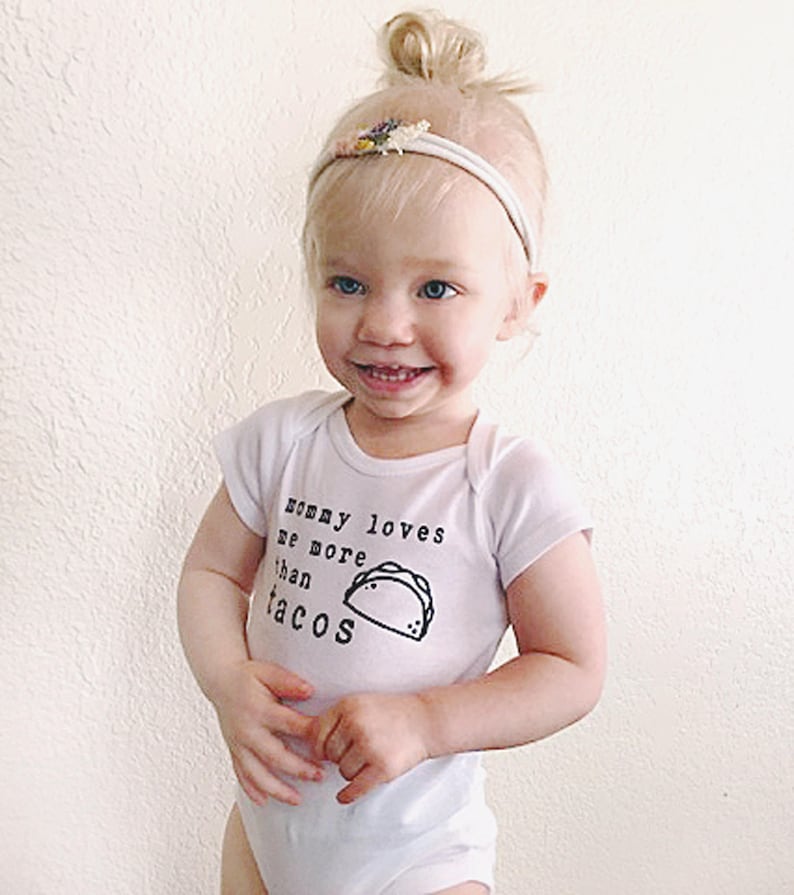 funny baby Onsie\u00ae take home outfit Mommy Loves Me More Than Onesie\u00ae taco tuesday Onesie\u00ae new baby outfit New mom Onesie\u00ae Taco Onesie\u00ae