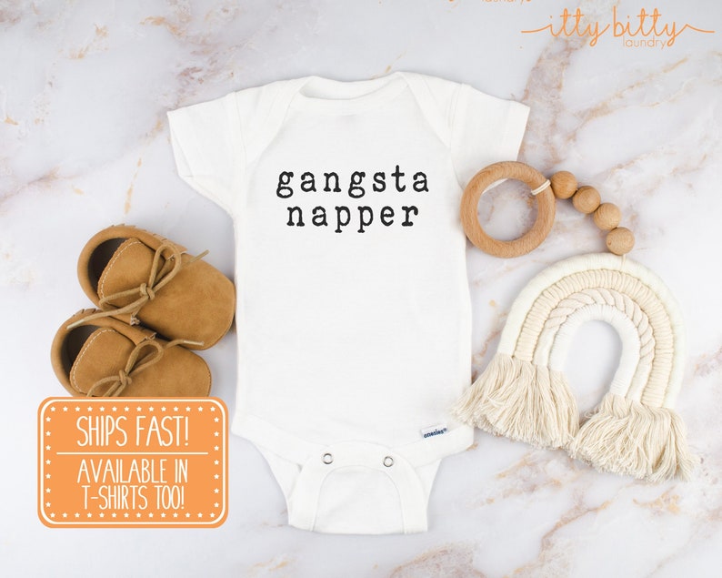 Gangsta Napper Onesie® Onesies® with sayings, unisex Onesie®, funny bodysuit, gift for baby, baby shower gift, funny baby Onesie® gift image 1