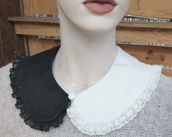 Hand Made Detachable Black and White Collar, Detachable Collar, Cotton Collar, Detachable Christmas collar,