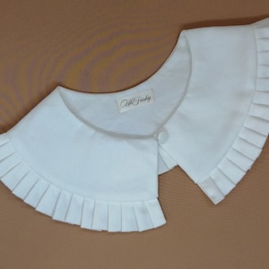 Hand Made Detachable Collar, White Cotton Removable Collar, Frill collar, Detachable Frill collar, Oversized Collarr White image 1