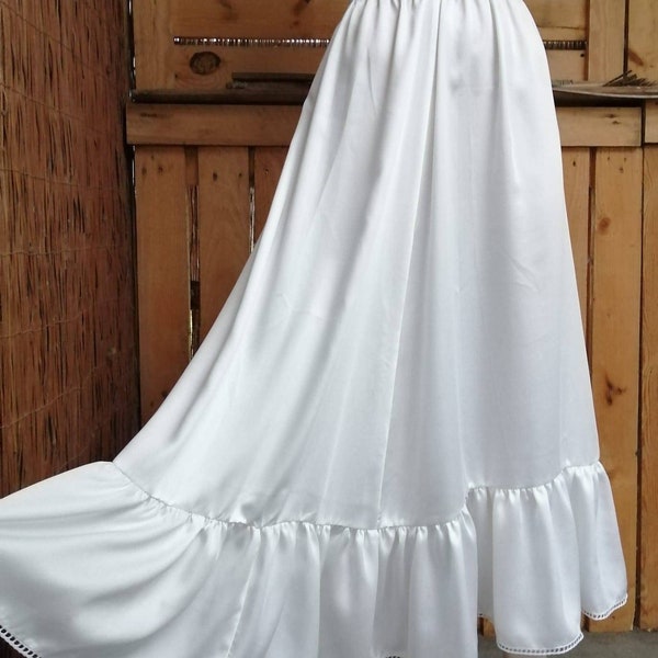 Knöchellanger Baumwoll-Petticoat-Slip mit gekräuseltem Spitzensaum - Idealer A-Linie-Hochzeits-Unterrock für formelle Kleider