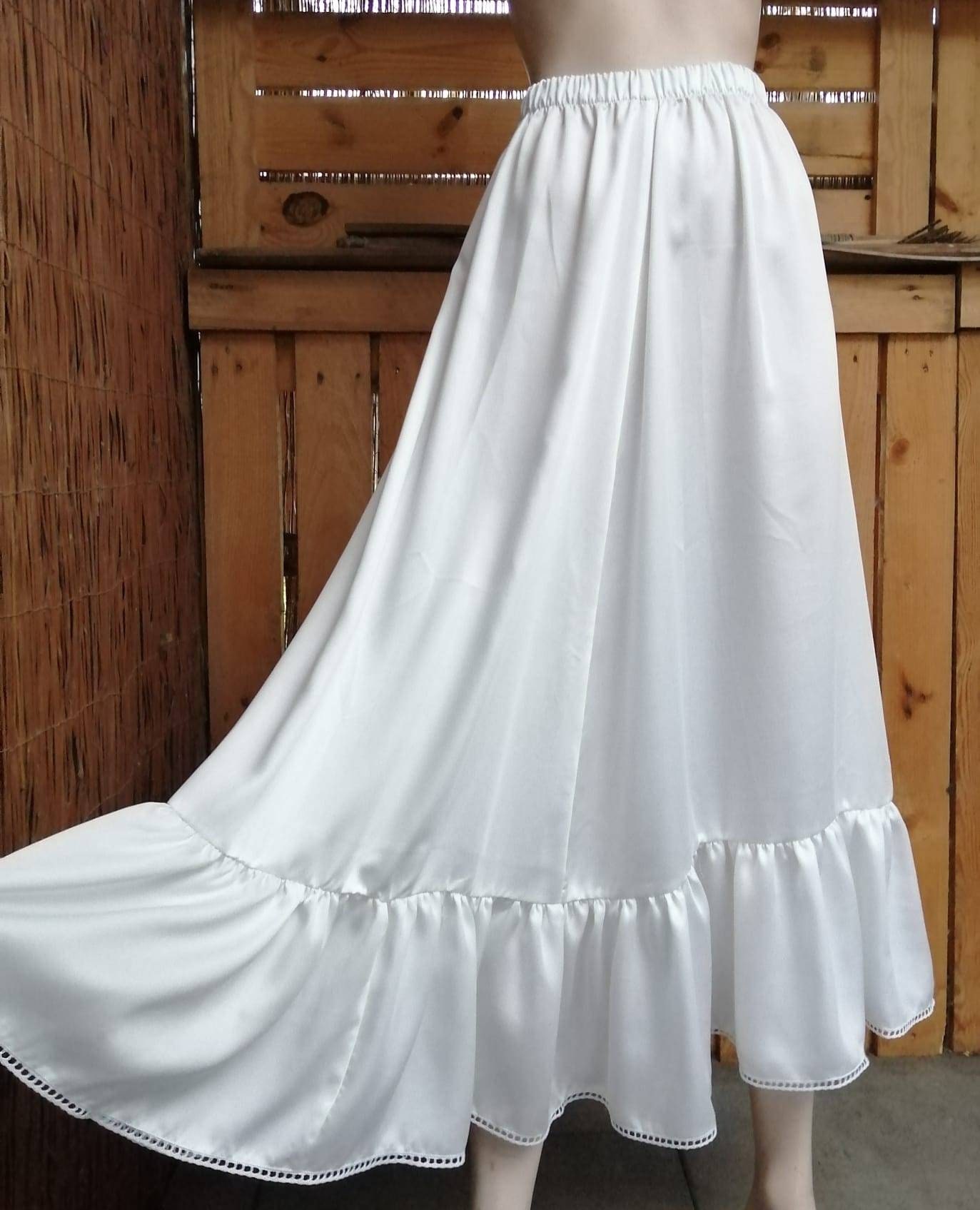 Ankle-length Cotton Petticoat Slip With Ruffled Lace Hem Ideal A-line  Wedding Underskirt for Formal Dresses 