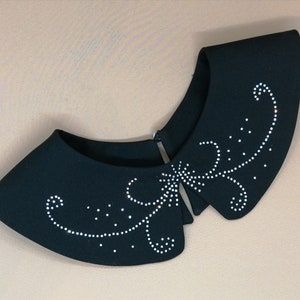 Collar de cristal negro desmontable hecho a mano, collar desmontable, collar de algodón, collar navideño desmontable,