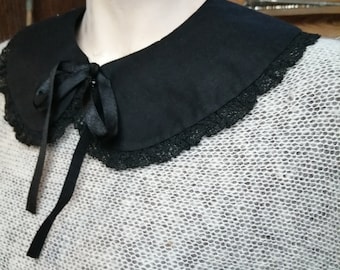 手作りの黒レースのピーターパンカラー、レトロな取り外し可能な襟