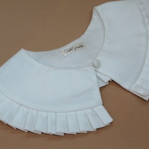 Hand Made Detachable Collar, White Cotton Removable Collar, Frill collar, Detachable Frill collar, Oversized Collarr White image 6