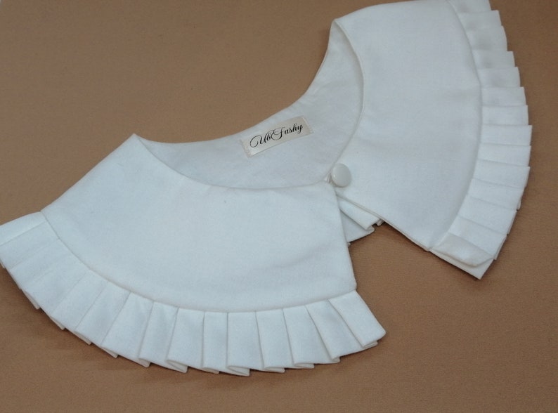Hand Made Detachable Collar, White Cotton Removable Collar, Frill collar, Detachable Frill collar, Oversized Collarr White image 6
