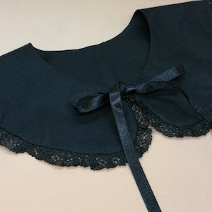 Czarny kołnierzyk bluzki dla kobiety elegancki minimalistyczny fałszywy fałszywy kołnierzyk Piotrusia Pana retro boho koronkowy odpinany zdejmowany top koszula sukienka akcesorium