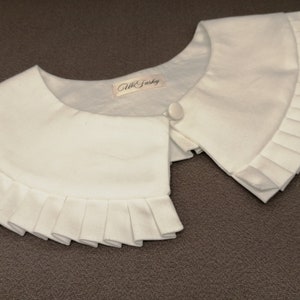 Hand Made Detachable Collar, White Cotton Removable Collar, Frill collar, Detachable Frill collar, Oversized Collarr White image 4