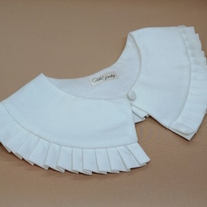 Hand Made Detachable Collar, White Cotton Removable Collar, Frill collar, Detachable Frill collar, Oversized Collarr White image 5