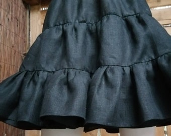 Women's Petticoat, Women's Gothic Underskirt, Lace Hem Underskirt, Black Ruffle Petticoat