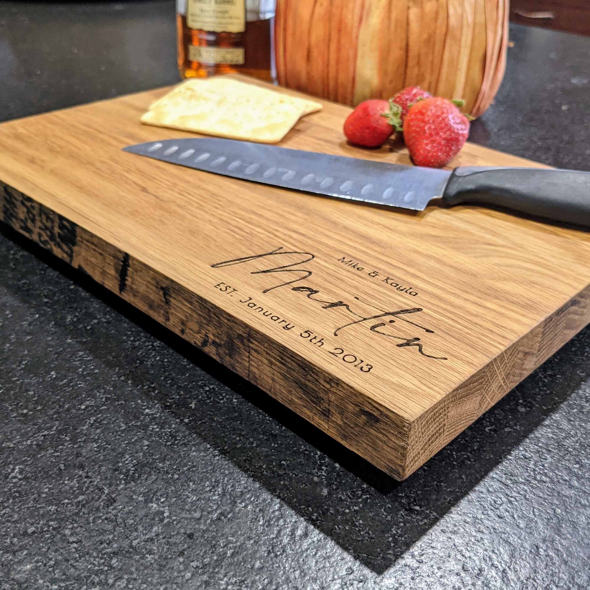 Bourbon Barrel Charcuterie & Cheese Board With Handle