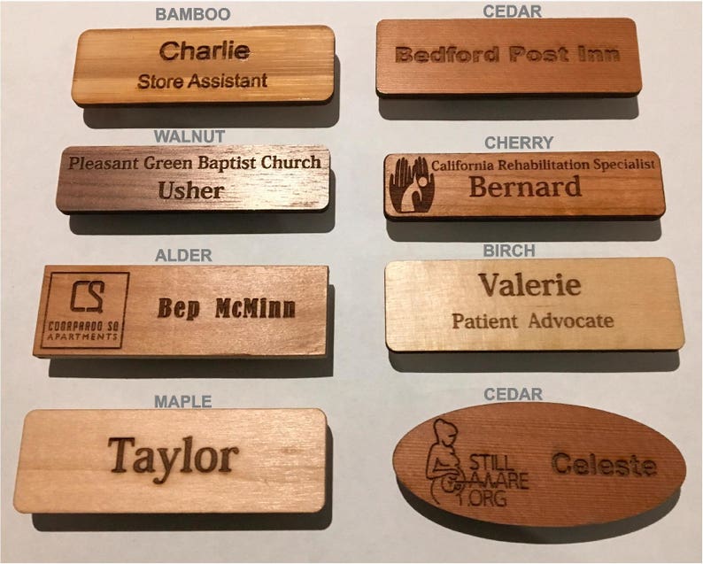 74x24x3mm Timber Staff Name Tags Name Badges Clip on Tags | Etsy