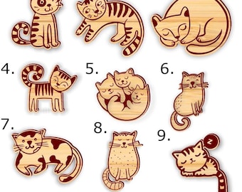 Cute Cat Wooden Cutouts – Laser Cut Cat Shapes for Crafts, DIY Projects & Home Décor | 2D Wooden Cats