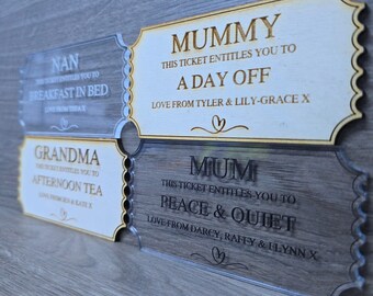 Mother's Day Personalised Engraved Surprise Reveal Ticket Token Gift
