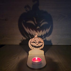 Spooky Pumpkin Tealight Holder – Halloween Candle Holder, Jack O’ Lantern Shadow Décor, Gothic Autumn Home Decoration