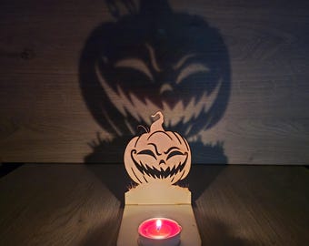 Spooky Pumpkin Tealight Holder – Halloween Candle Holder, Jack O’ Lantern Shadow Décor, Gothic Autumn Home Decoration