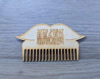 Wooden Beard Comb – Beard Grooming Comb – Beard Care Gift for Him – Eco-Friendly Pocket Comb for Bearded Men