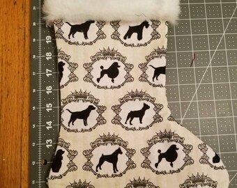 Elegant dog silhouette christmas stocking