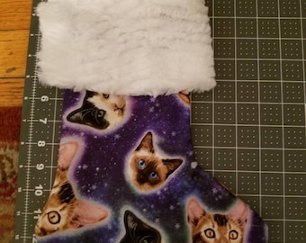 Space cat holiday Christmas stocking