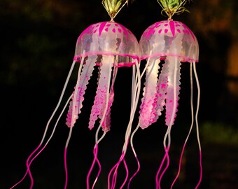 Jellyfish Glow Air Plant Earrings · Living Eco-Friendly Sustainable Jewelry · Plant Lover Gift · Statement Jewelry · Green Boho Earrings