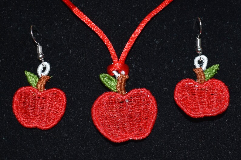 Apple Pendant and Earrings