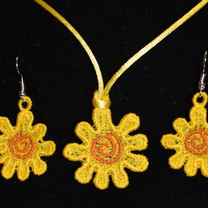 Sunflower Pendant and Earrings
