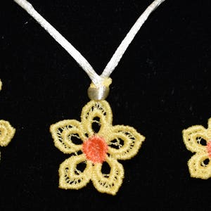 Yellow Flower Pendant and Earrings