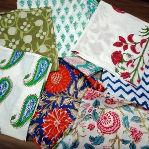 Conjunto de guardanapos de atacado variados, guardanapo Boho com impressão em bloco manual, guardanapo de mesa misturado e combinado, guardanapo de jantar reutilizável indiano feito à mão