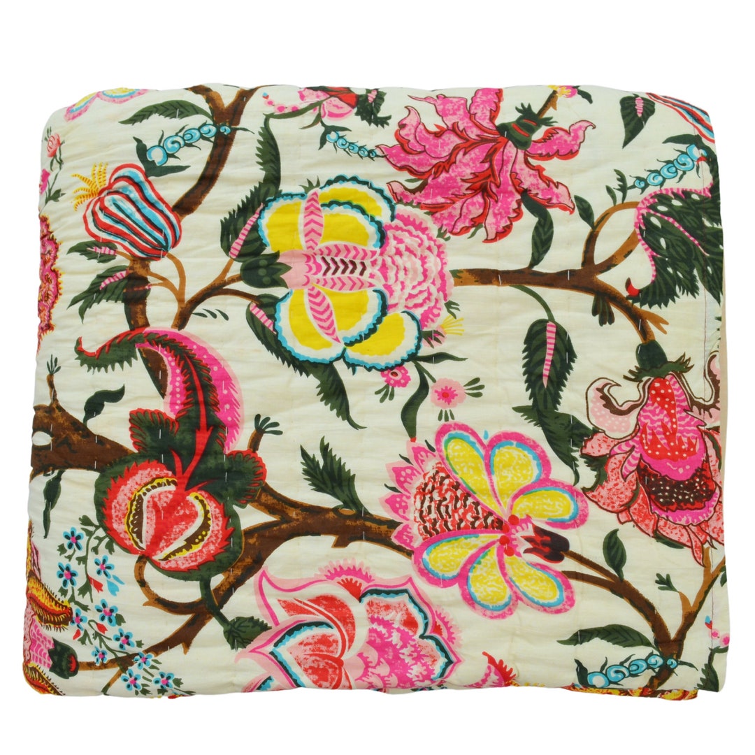 Soft Cotton Blanket Razai Quilt Floral Printed Razai Indian Etsy