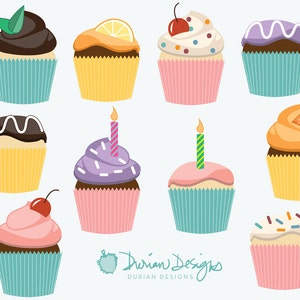 Süße Cupcakes Clip Art kommerziellen verwenden, Schokolade Vanille Gebäck rosa Zuckerguss Geburtstag Dessert Cliparts, Kuchen Bilder sofort-downloads