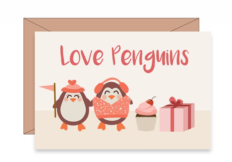Love Penguins Clip Art Commercial Use, Valentines Snow Scarves and Hats ...