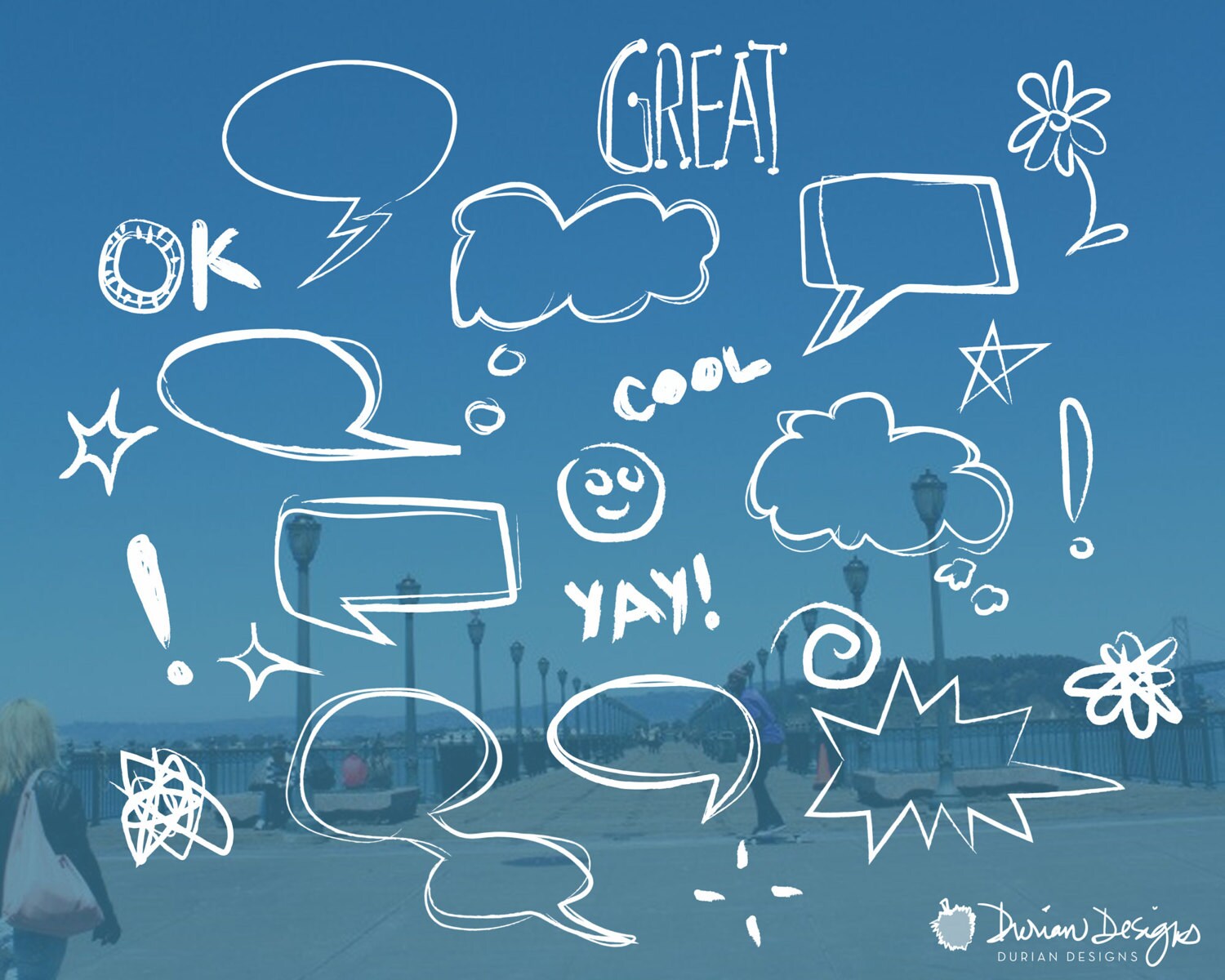 Chalk Word Bubbles Overlay Clipart Commercial Use Sketch Etsy